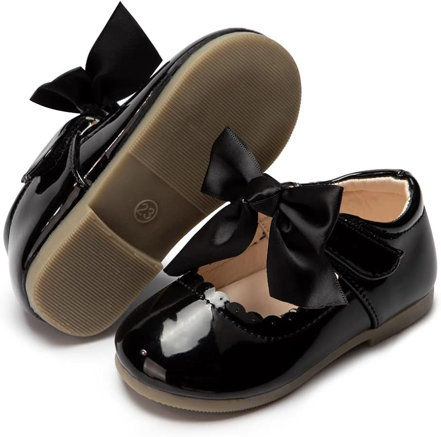 Mary Jane Little Girls Dress Shoes Toddler Baby Ballet Flats Flower Girls Wedding Party Bow Princ... | Amazon (US)