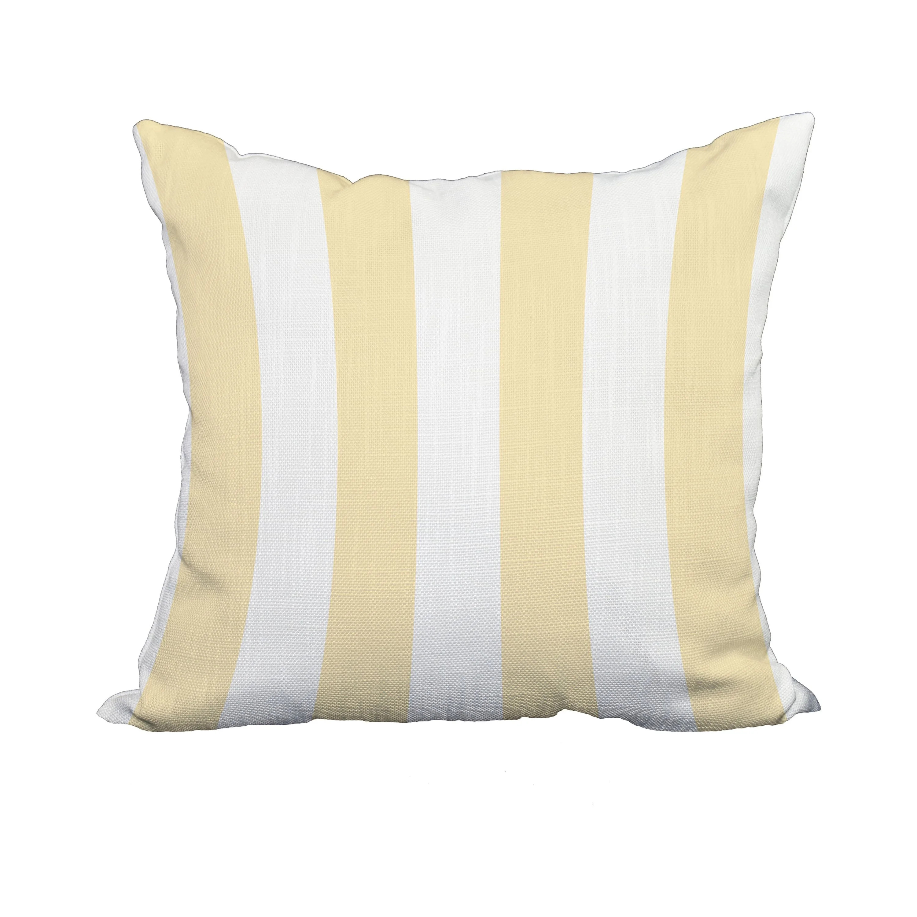 18 x 18 Inch Rugby Stripe Yellow Stripe Print Decorative Polyester Throw Pillow with Linen Textur... | Walmart (US)