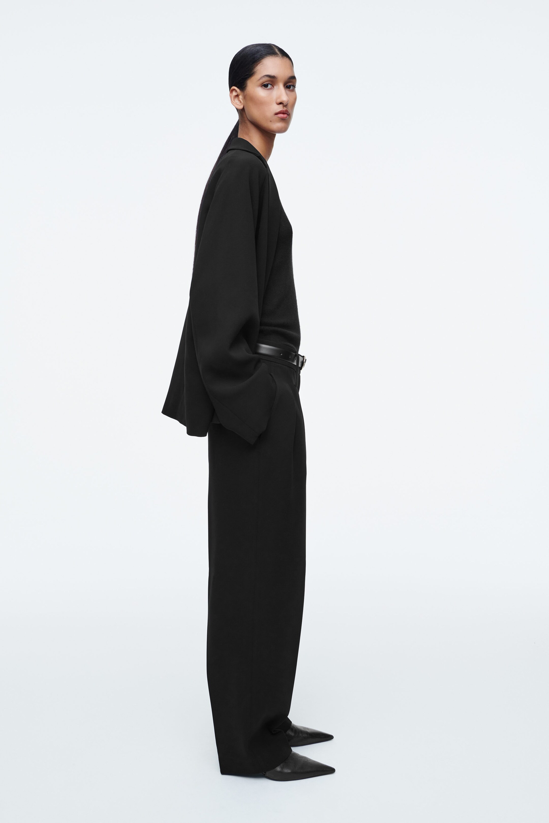 FLUID TAILORED STRAIGHT-LEG TROUSERS - BLACK | COS UK