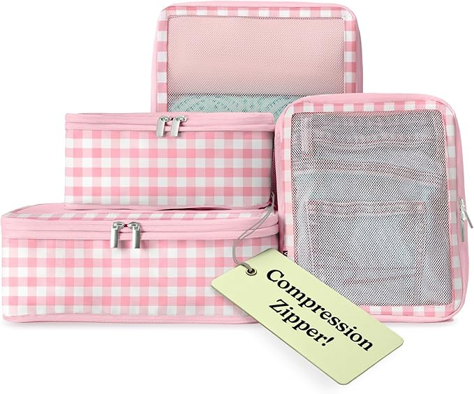 VANDEL Space-Saving Compression Packing Cubes for Kids + Women, Compressible Carry On Suit Case O... | Amazon (US)