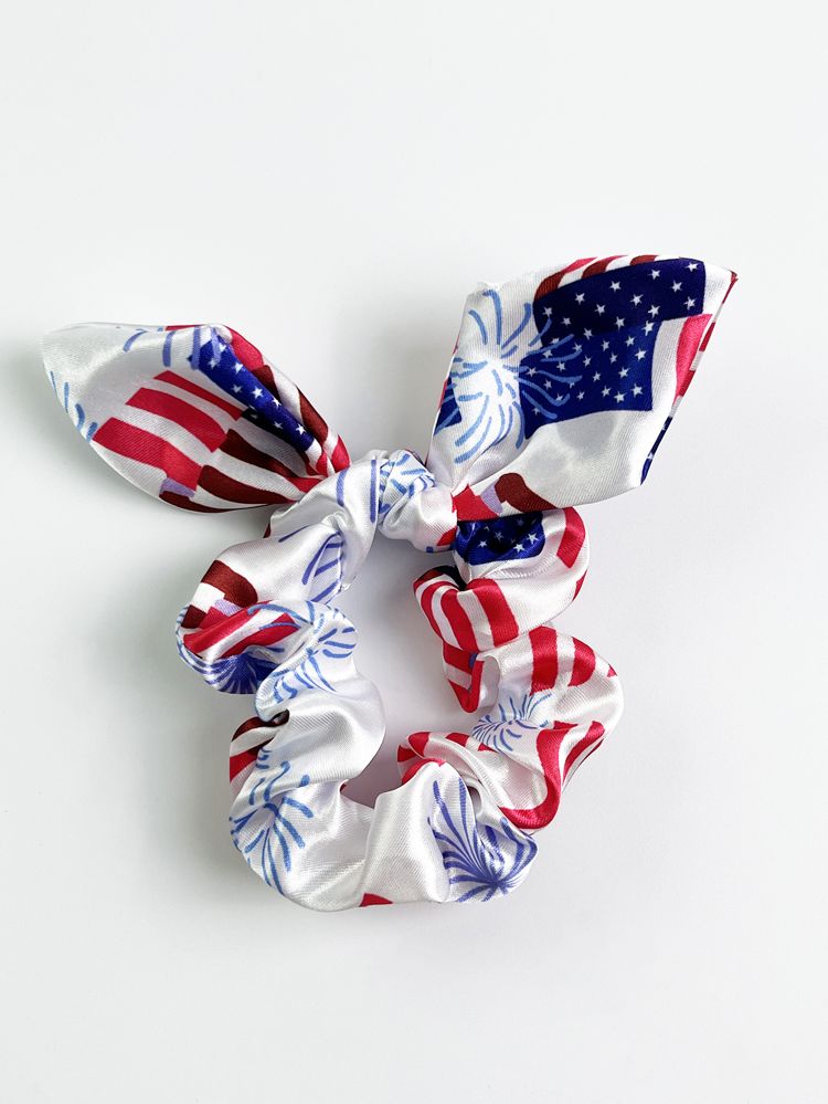 1pc Women Americana Print Bow Decor Fashion Hair Tie For Independence Day | SHEIN