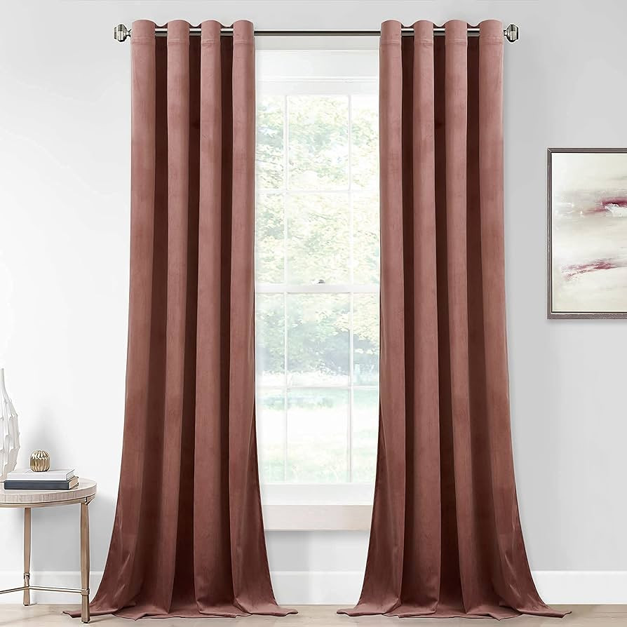 StangH Velvet Curtains 84 inches Long, Wild Rose Pink Room Darkening Curtains for Bedroom, Nurser... | Amazon (US)