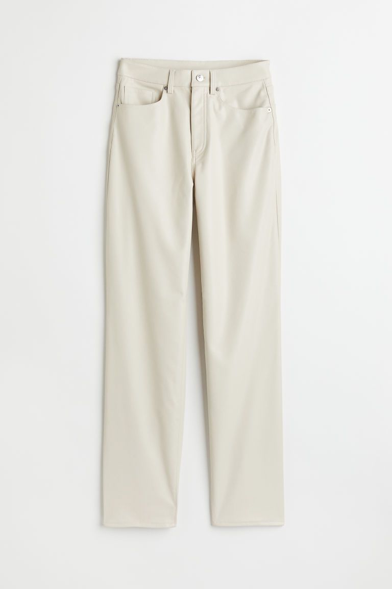 H & M - Faux Leather Pants - Beige | H&M (US + CA)