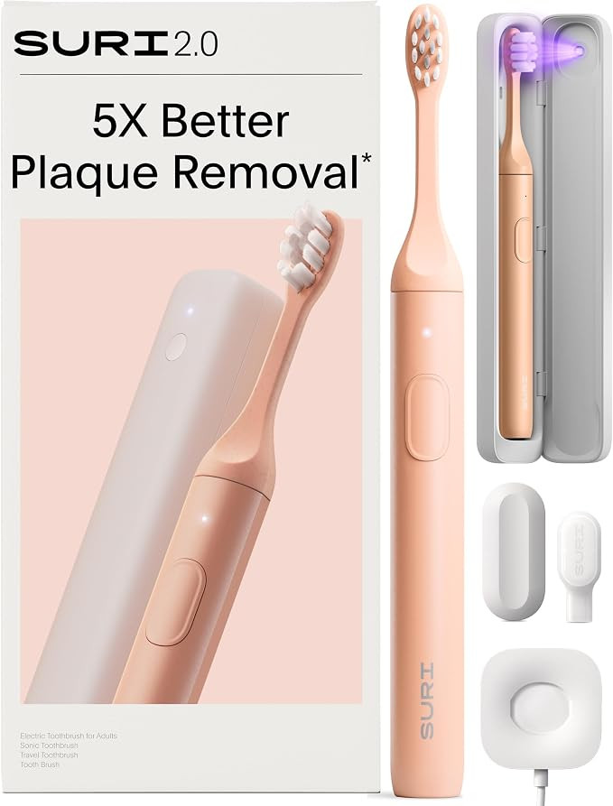 SURI 2.0 New Sonic Electric Toothbrush with Pressure Sensor & UV-Cleaning Travel Case | 1 Month+ ... | Amazon (US)