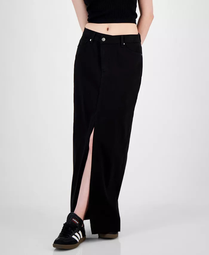 Tinseltown Juniors' Asymmetrical Denim Maxi Skirt - Macy's | Macy's