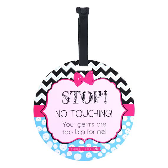 Girl Zig Zag Tag - Stop, No Touching, Your Germs Are Too Big For Me (Girl Newborn, Baby Car Seat ... | Etsy (US)