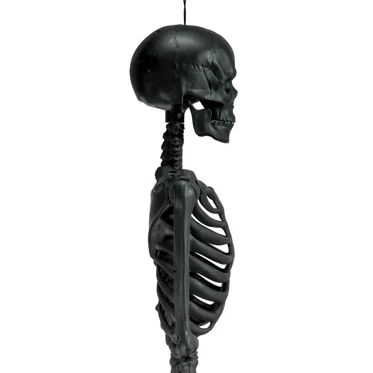 Halloween Black Posable Hanging Skeleton Decoration, 5 ft, by Way To Celebrate | Walmart (US)