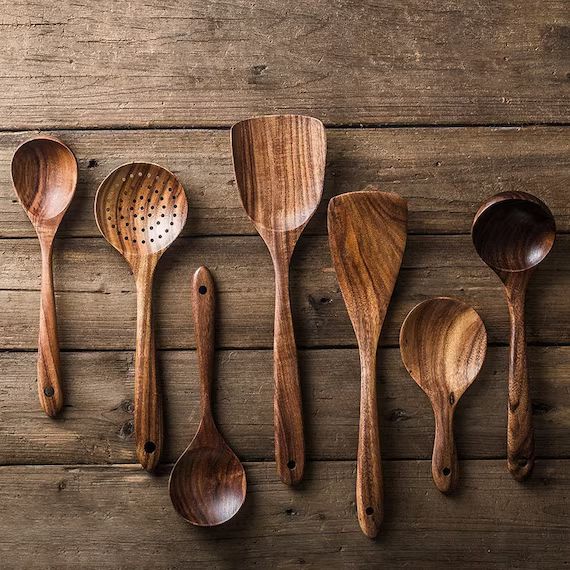 Classic 7 Pieces Wooden Kitchen Utensil Set Cooking Utensils | Etsy | Etsy (US)