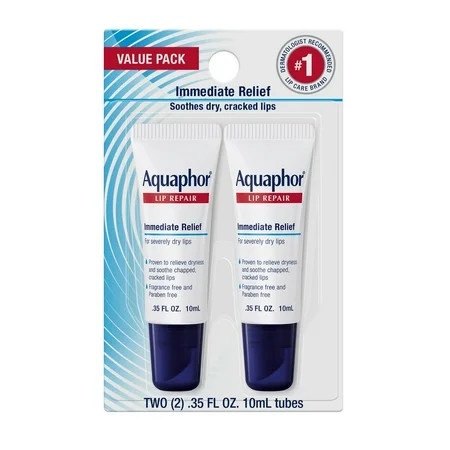 Aquaphor Lip Repair Ointment for Dry Chapped Lips, Lip Balm with Shea Butter, 0.35 fl oz, 2 Pack | Walmart (US)