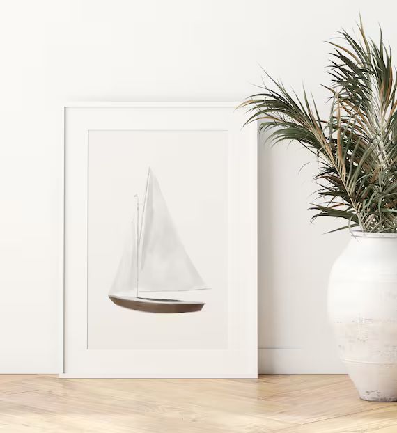 Sailboat Print | Watercolor Nautical Decor | Sailboat Art | Printable Wall Art | Coastal Nursery ... | Etsy (US)
