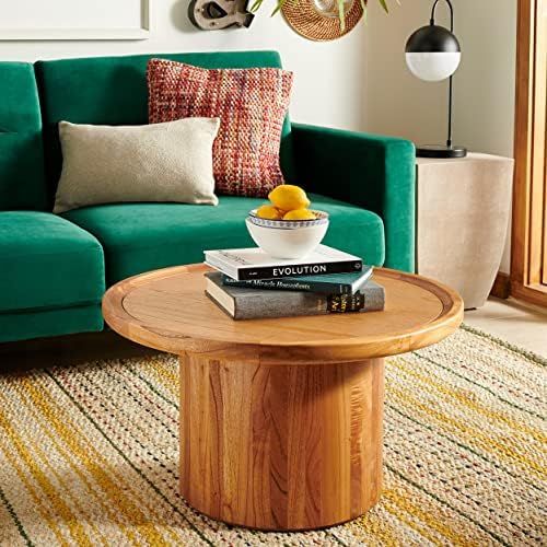 Safavieh Home Devin Natural Pedestal Round Coffee Table | Amazon (US)