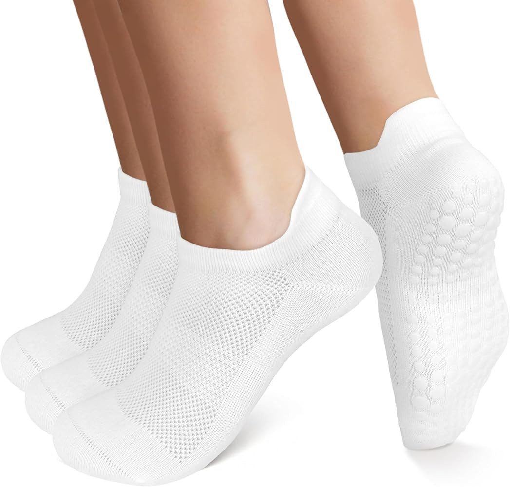 AGUTIUN 3/6 Pairs Pilates Grip Socks Yoga Socks with Grips for Women Non Slip High Socks | Amazon (US)