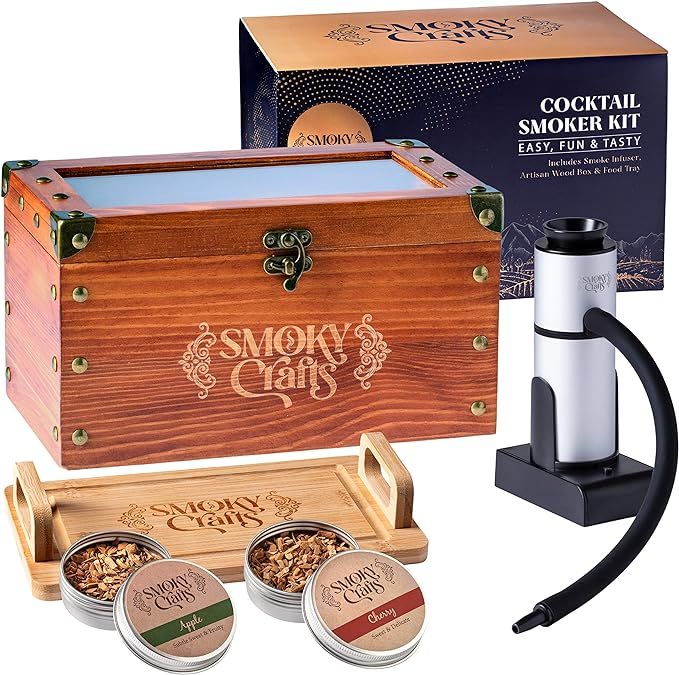 Smoky Crafts Cocktail Smoker Kit - Whiskey Smoker Kit with Smoking Gun, Cocktail Smoker Box and W... | Amazon (US)