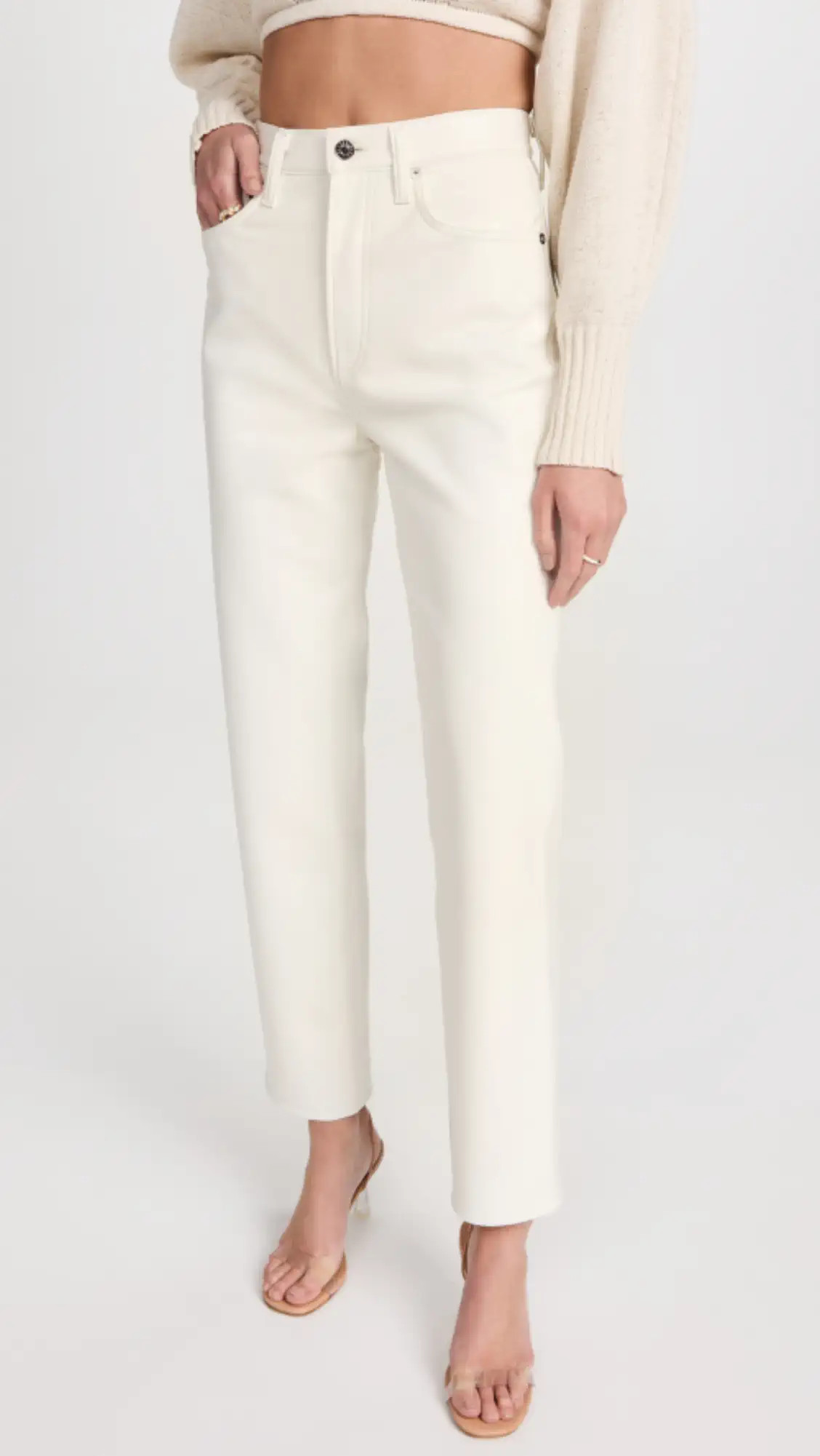 AGOLDE 90s Pinch Waist High Rise Straight Recycled Leather Jeans | Shopbop | Shopbop