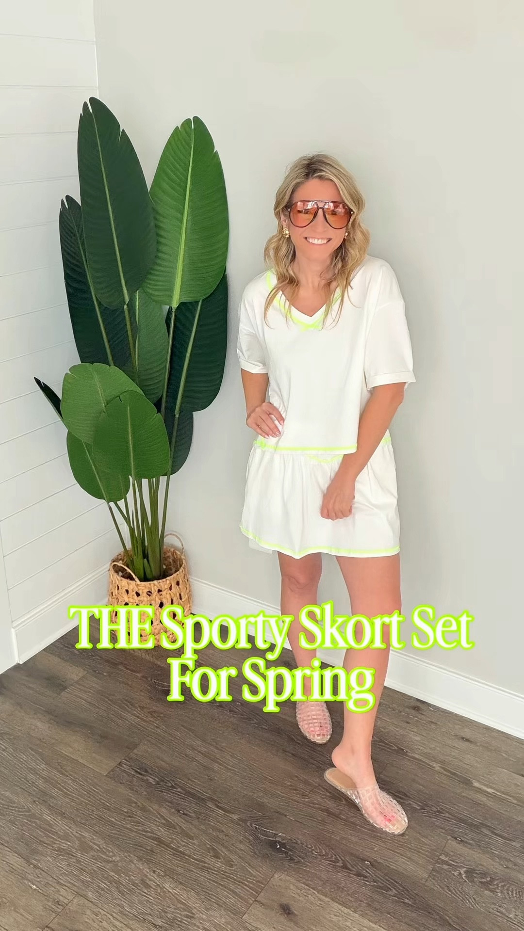 This is THE skort set for Spring! I love the oversized  v-neck cropped tee with the bright detail! This skort is so well made with a stretchy waistband, drawstring, built in shorts and flowy skirt! This is a must have to wear to cheer on your kids at their sports games this spring! It would look great as separates too and awesome with sneakers or sandals! Comes in tons of color options! Wearing a Small (size down, it runs big).

What to wear running errands, what to wear to a sports games, skort sets for women over 40, athletic sets for women

#amazon #skortset

#LTKSeasonal #LTKmomlife #LTKOver40