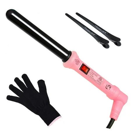 Le Angelique 1 Inch Ceramic Curling Wand for Beach Waves Short & Long Curls - 25mm Professional Clip | Walmart (US)