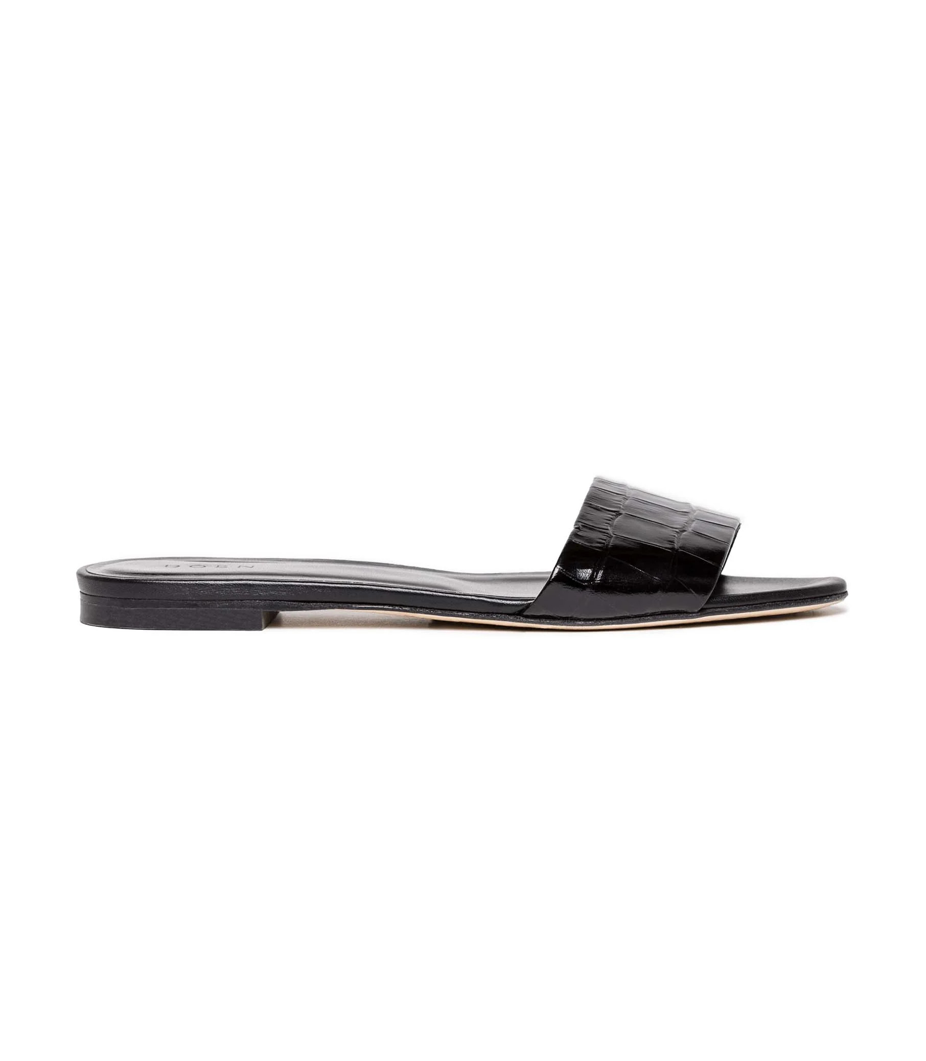 Angelica Sandal - Black Faux Croc | DÔEN | DOEN