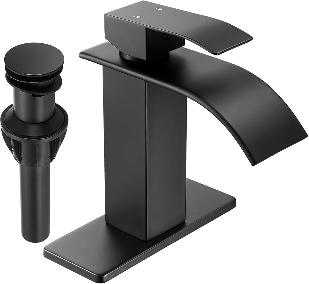 Fransiton Black Waterfall Bathroom Faucet Lavatory Single Handle 1 or 3 Hole Bathroom Sink Faucet... | Amazon (US)