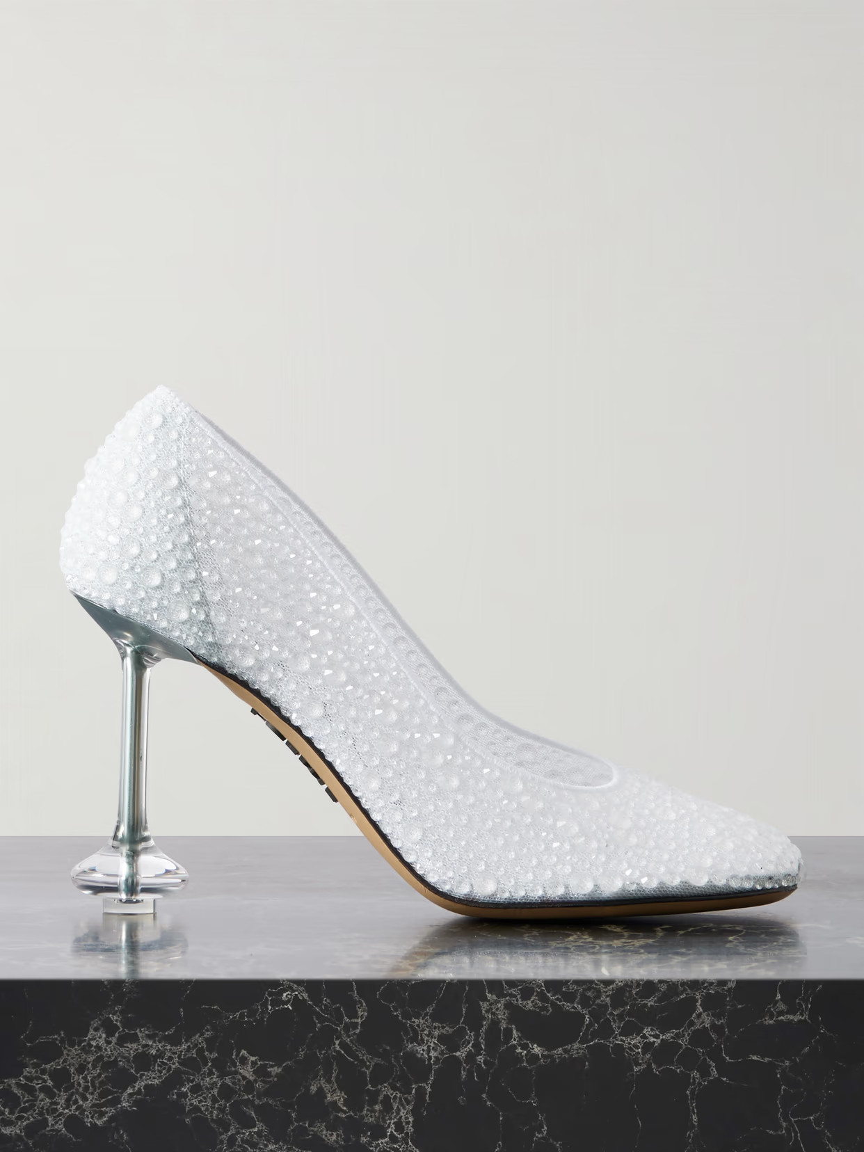 LOEWE - Toy Crystal-embellished Mesh Pumps - White | NET-A-PORTER (US)