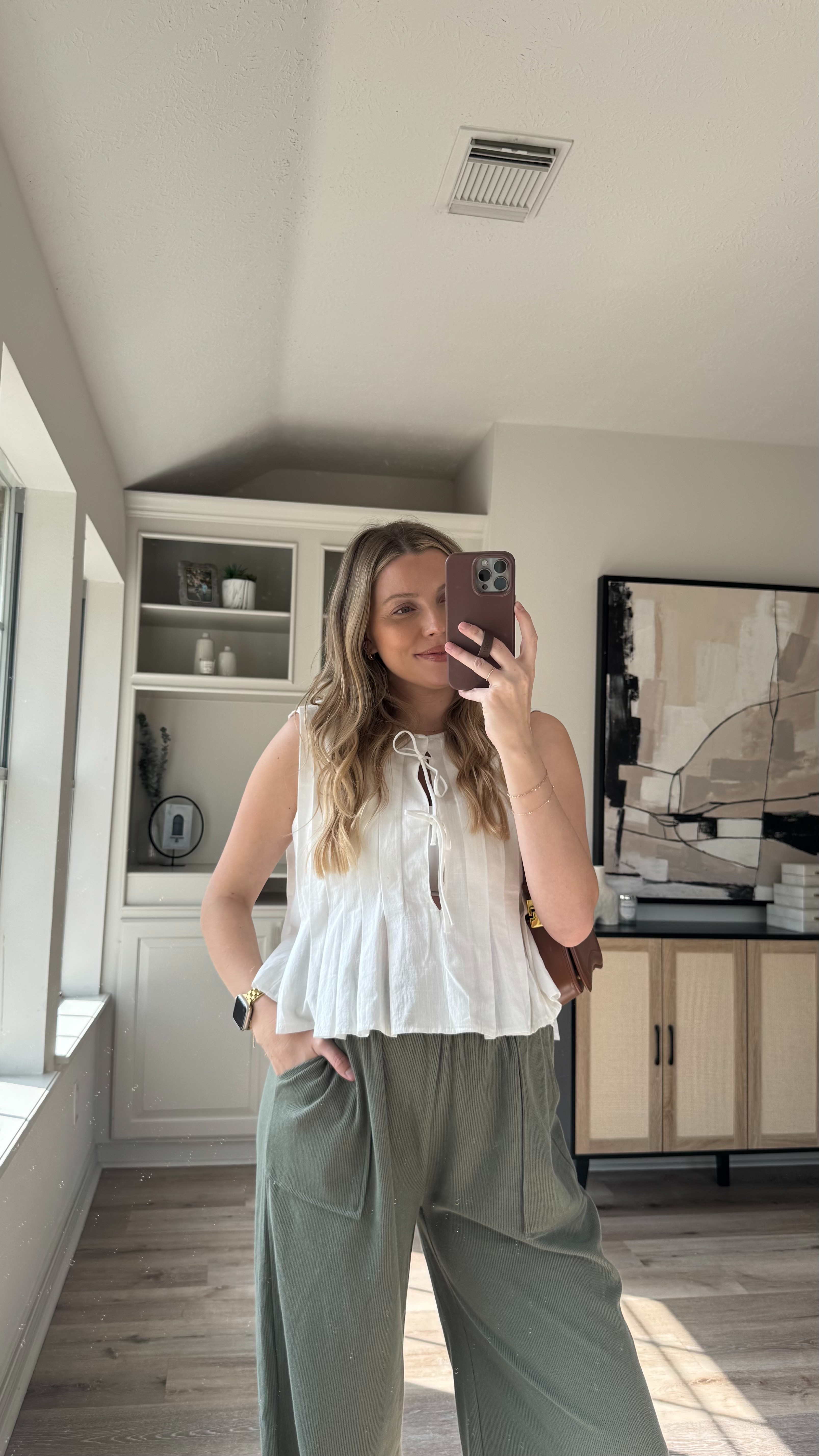 Casual Spring Outfit | I loved these pants so much in the white, I bought the green too! Wearing size M in the top, pants, and sports bra tank. Size up in the mesh flats.  

 

#LTKFindsUnder50 #LTKStyleTip #LTKBump