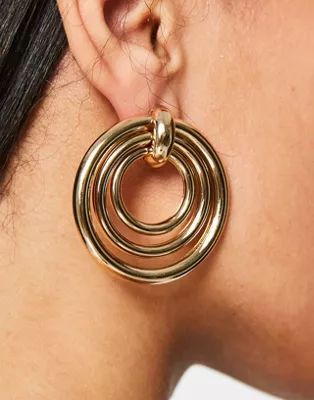ASOS DESIGN earrings with tube link drop in gold tone | ASOS (Global)