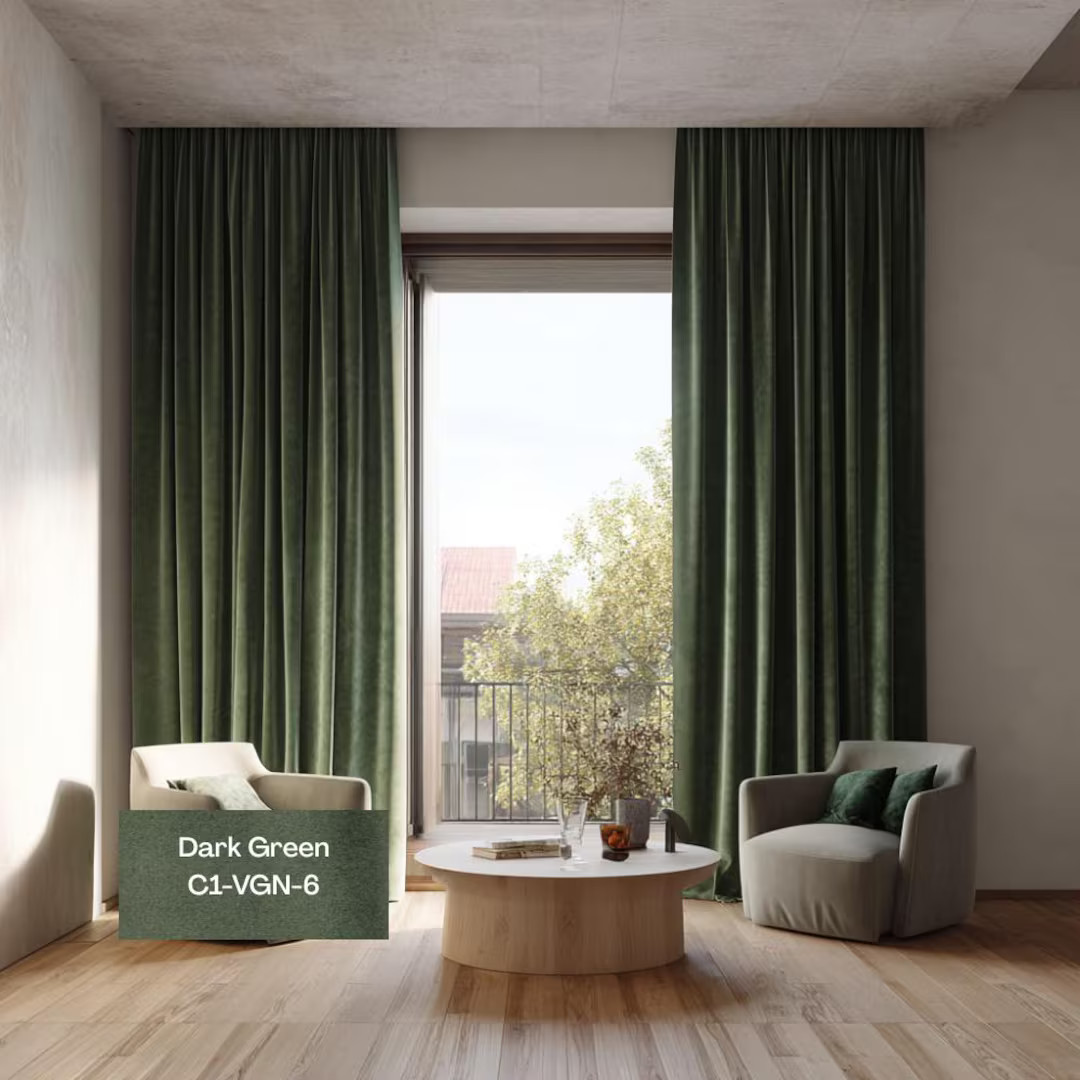 Dark Green Velvet Blackout Curtains - Custom Made Drapes for Living Room, Luxurious Soft Window T... | Etsy (US)