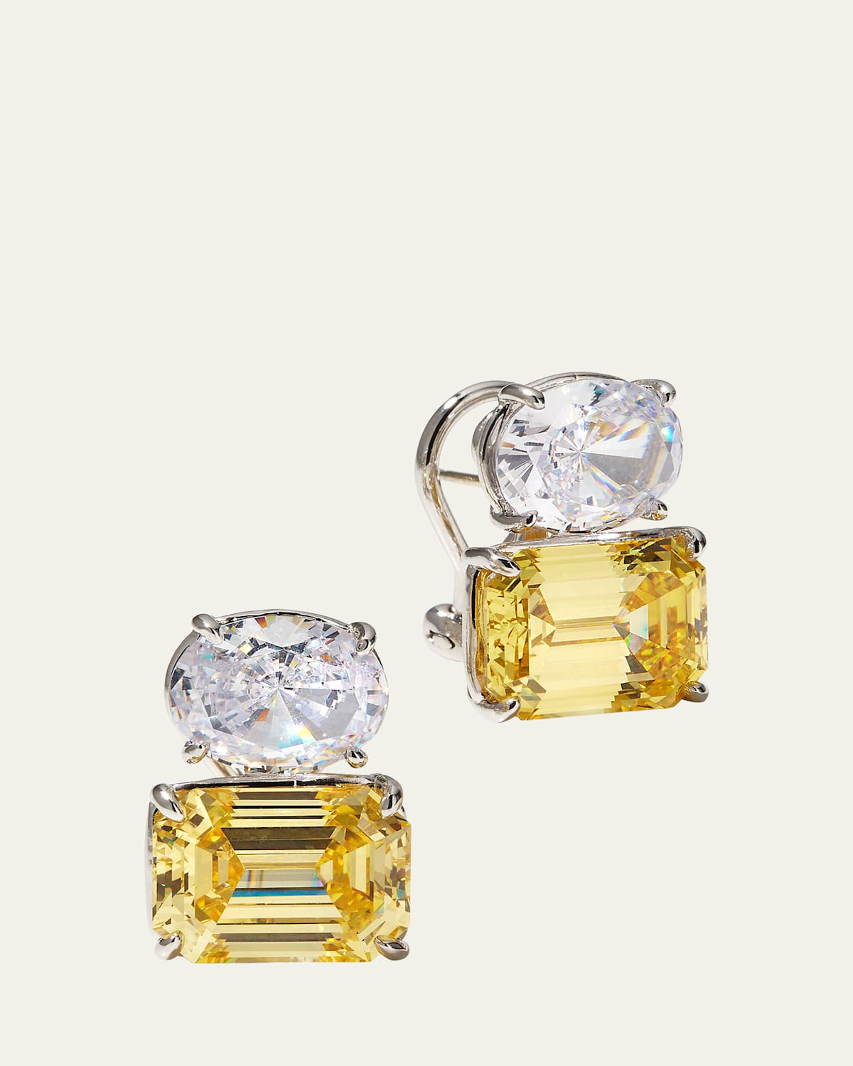 26.0 TCW White Oval & Canary Emerald-Cut Stud Earrings | Bergdorf Goodman