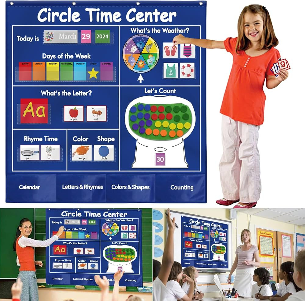 KIKIGOAL Circle Time Center Classroom Pocket Chart Educational Pocket Chart Teaching Materials Le... | Amazon (US)