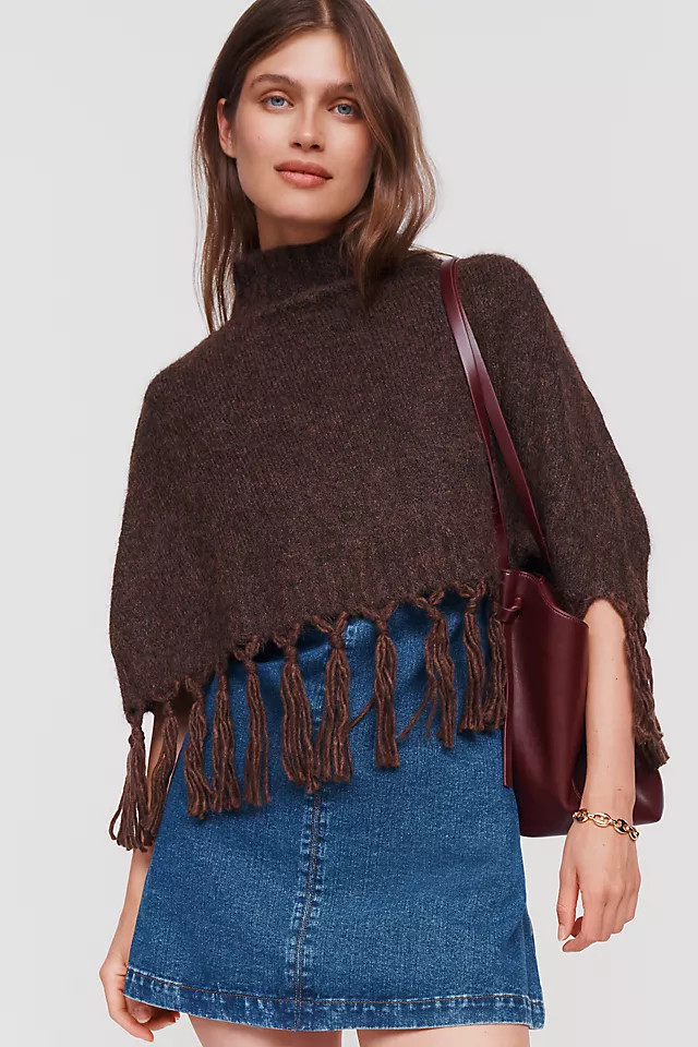 Mare Mare Cropped Fringed Poncho | Anthropologie (US)
