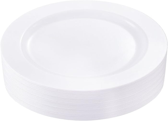 bUCLA 30PCS White Plastic Dinner Plates Disposable - Premium 10.25inch White Weddings and Party D... | Amazon (US)