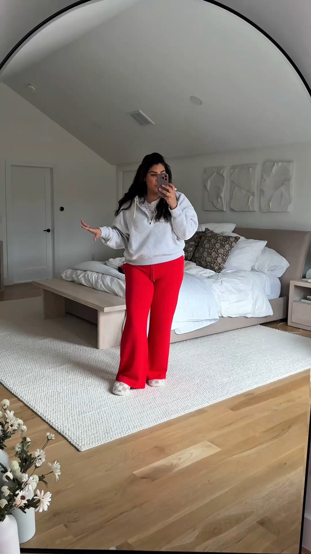 OOTD: day 63/365 of sharing my realistic midsize outfit of the day! love this aerie sweatshirt with these cherry red air essentials pants by SPANX! They are soooo good! XL on top & XL long on bottom — I’m 5’9” 38D size 12/xl! ♡

#LTKSaleAlert #LTKMidsize #LTKFindsUnder50