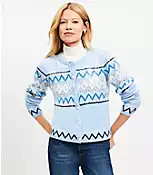 Sequin Fair Isle Sweater Jacket | LOFT