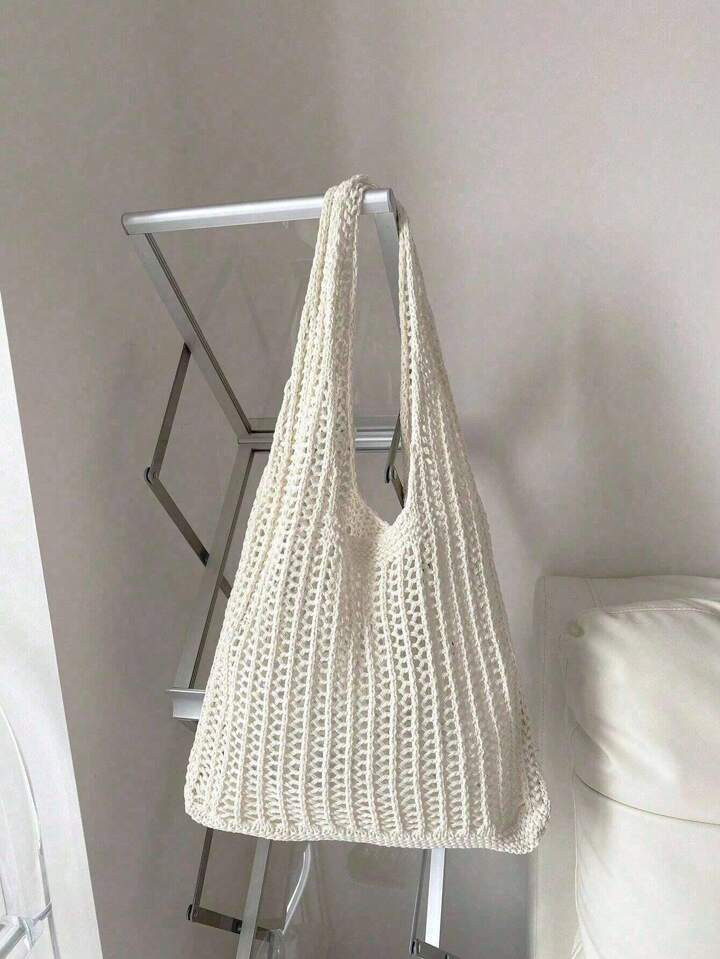 Large Capacity Crochet Hobo Bag,Lightweight,Portable,Foldable Hollow Out Crochet Bag Medium Vacat... | SHEIN