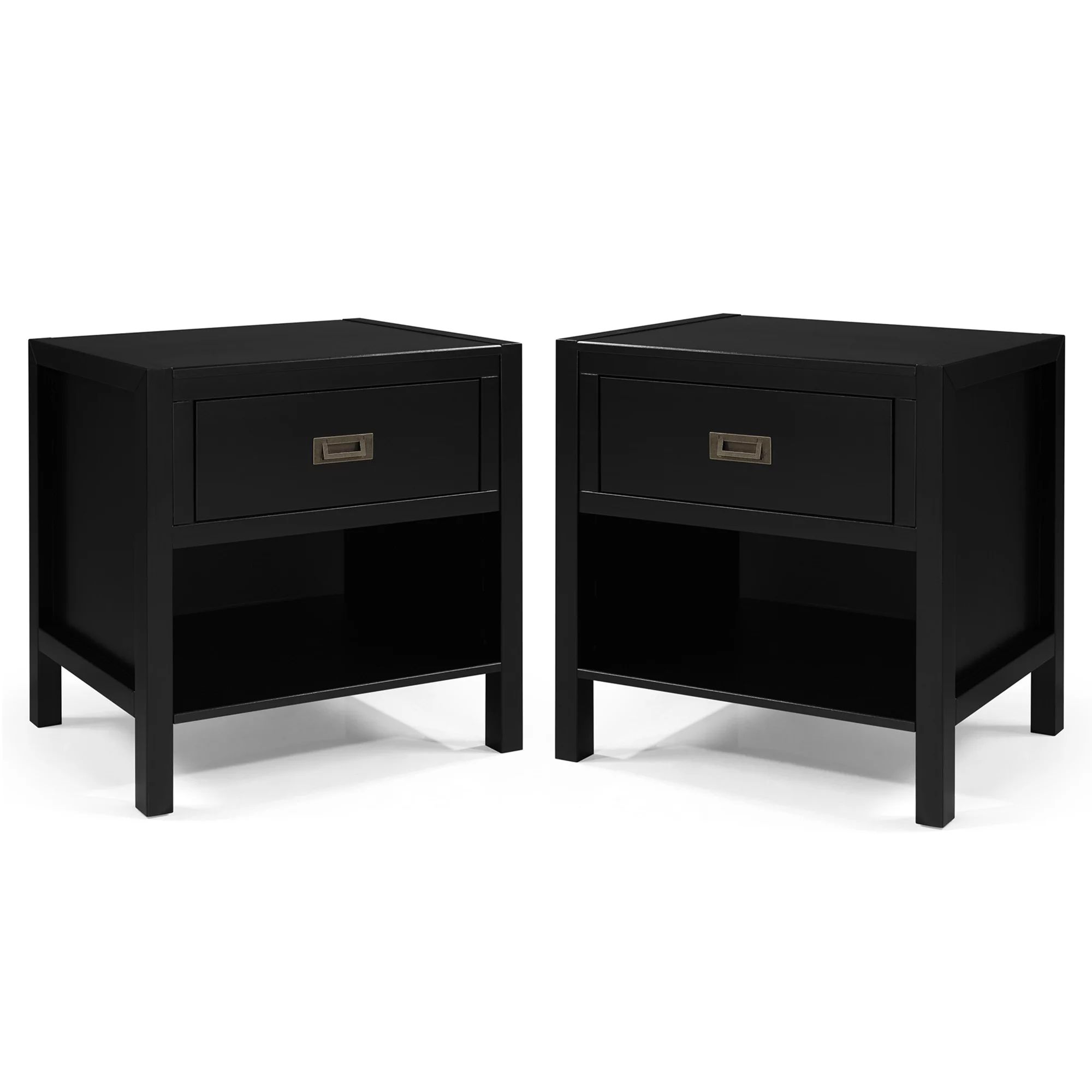 (Set of 2) Annabelle One Drawer Storage Nightstand by Chateau Lyon, Black | Walmart (US)
