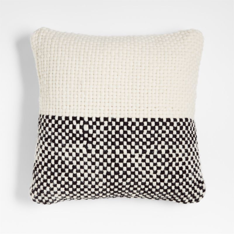 Ink Black and Arctic Ivory Chunky Knit 20"x20" Throw Pillow Cover | Crate & Barrel | Crate & Barrel