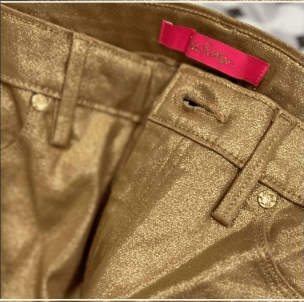 Lilly Pulitzer NWOT Womens Gold WorthSkinny Mini Gold Metallic Jeans Size 10 | eBay US