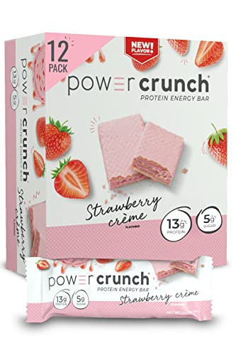 Power Crunch Protein Wafer Bars, High Protein Snacks with Delicious Taste, Strawberry Crème, 1.4 Ounce (12 Count) | Amazon (US)
