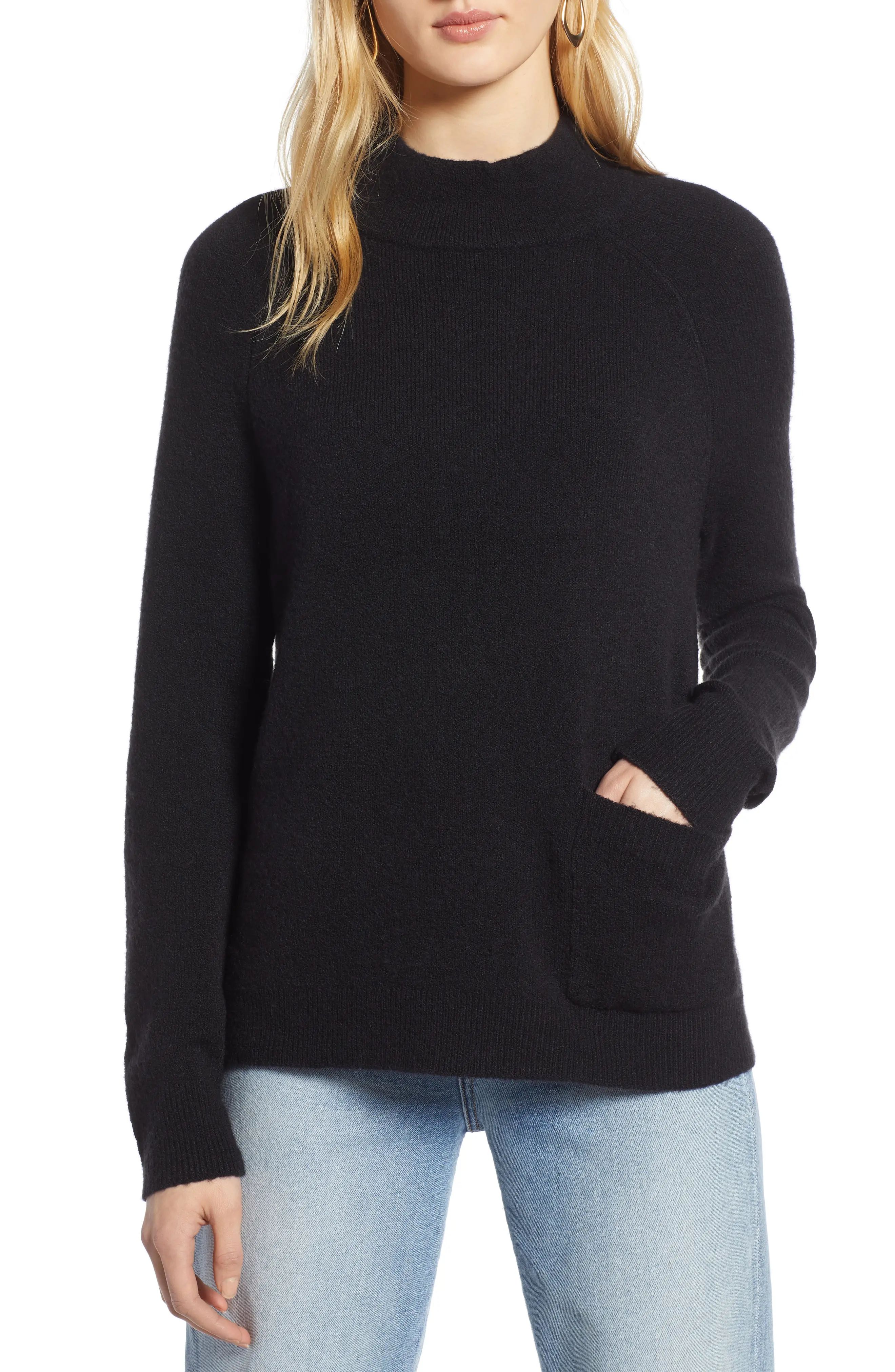 Women's Halogen Mock Neck Pocket Sweater | Nordstrom