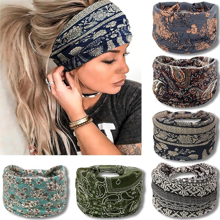 IVARYSS Wide Headbands for Women, Knotted Head Wraps Turbans, Large African Style Head Bands Hair... | Amazon (US)