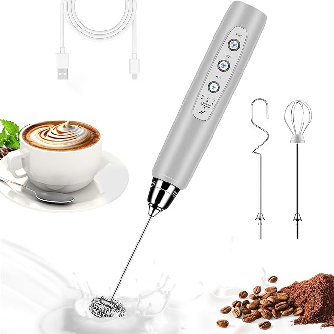 Milk Frother Handheld for Coffee, Electric Whisk 3 Speed Adjustable, Drink Mixer with Stainless 3... | Amazon (US)