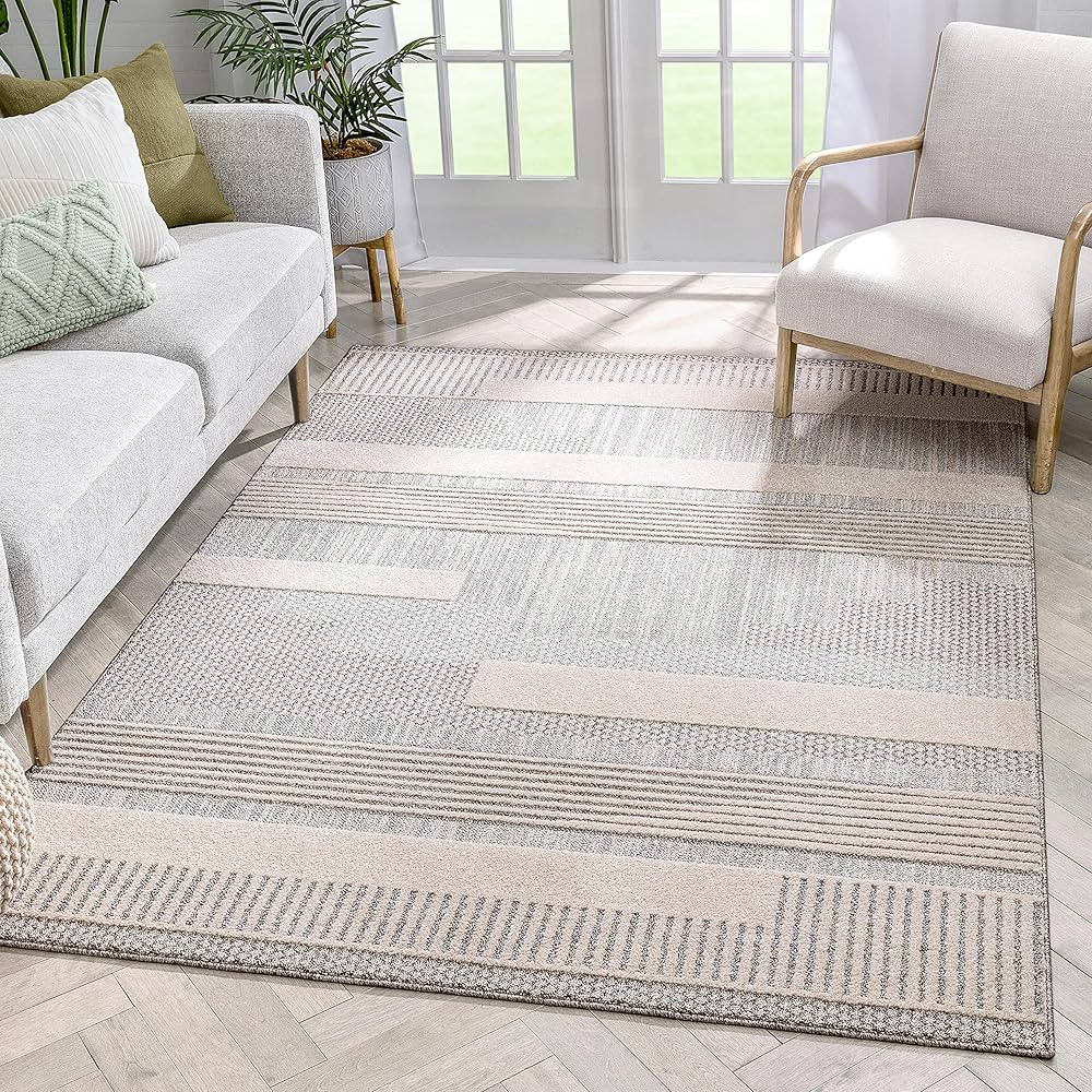 Well Woven Harlow Collection Briar Beige - Modern Tribal Minimalist Geometric 5x7 Area Rug - Idea... | Amazon (US)