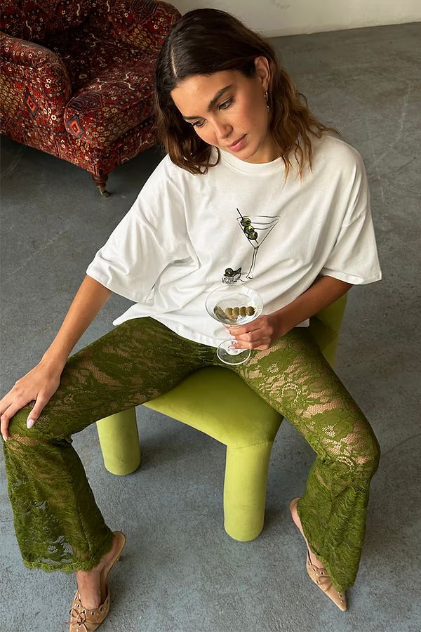 Olive Lace Diva Trousers | Never Fully Dressed US