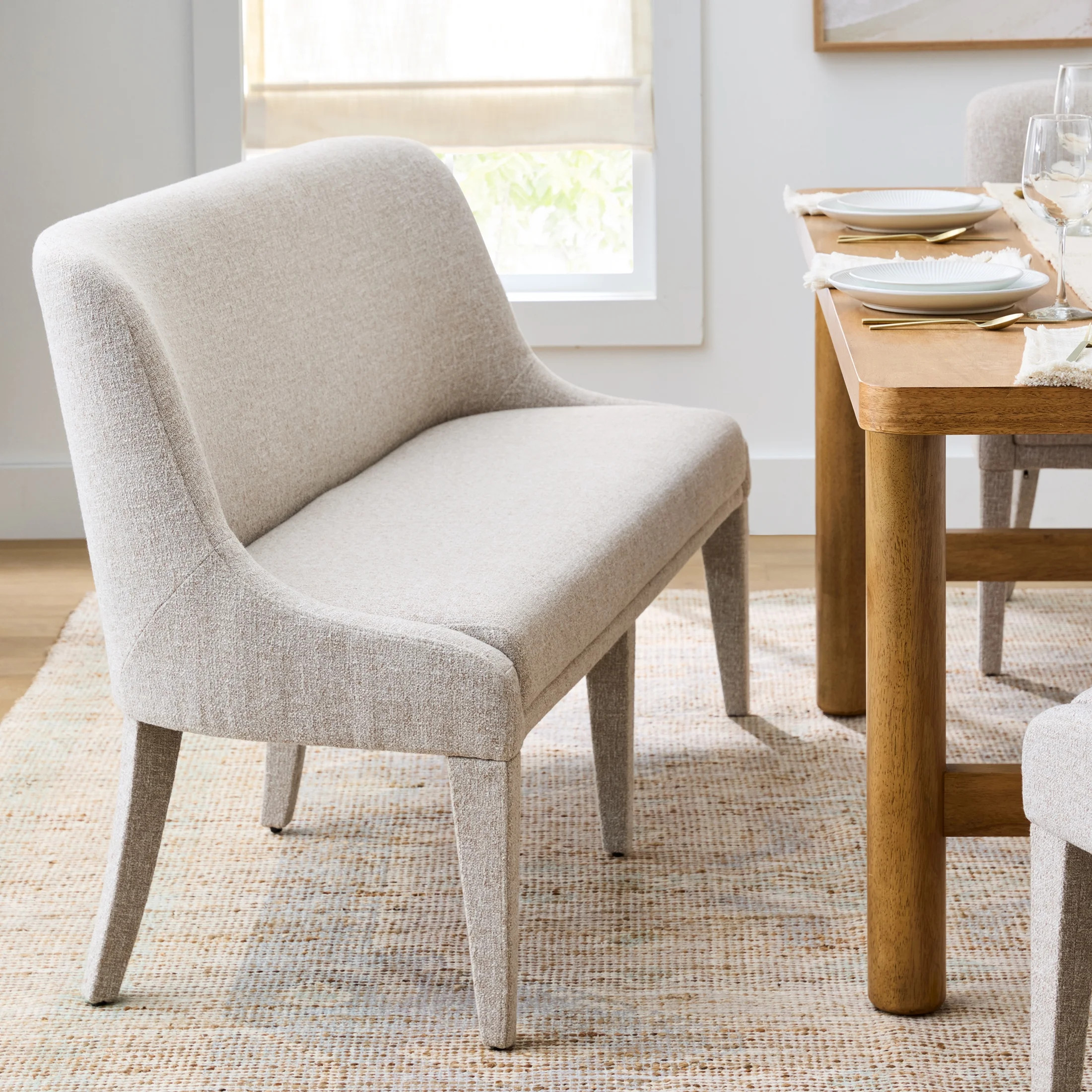 Better Homes & Gardens Windsor Upholstered Dining Bench, Wheat | Walmart (US)