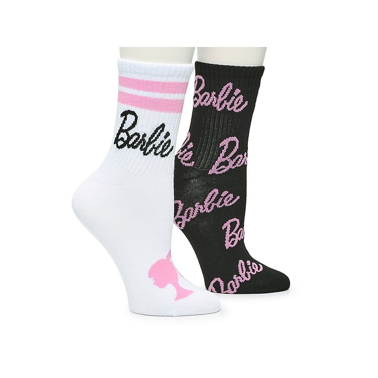 High Point Design Barbie Crew Socks 2 Pack | Women's | Pink/Black/White | Size One Size | Socks | Crew | Novelty | DSW