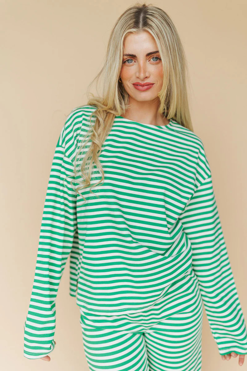 Lauren Stripe Long Sleeve in Green | Henly
