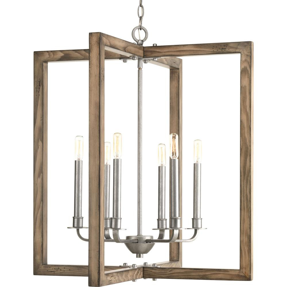 Progress Lighting Turnbury Collection 6-Light Galvanized Finish Coastal Chandelier Light | The Home Depot
