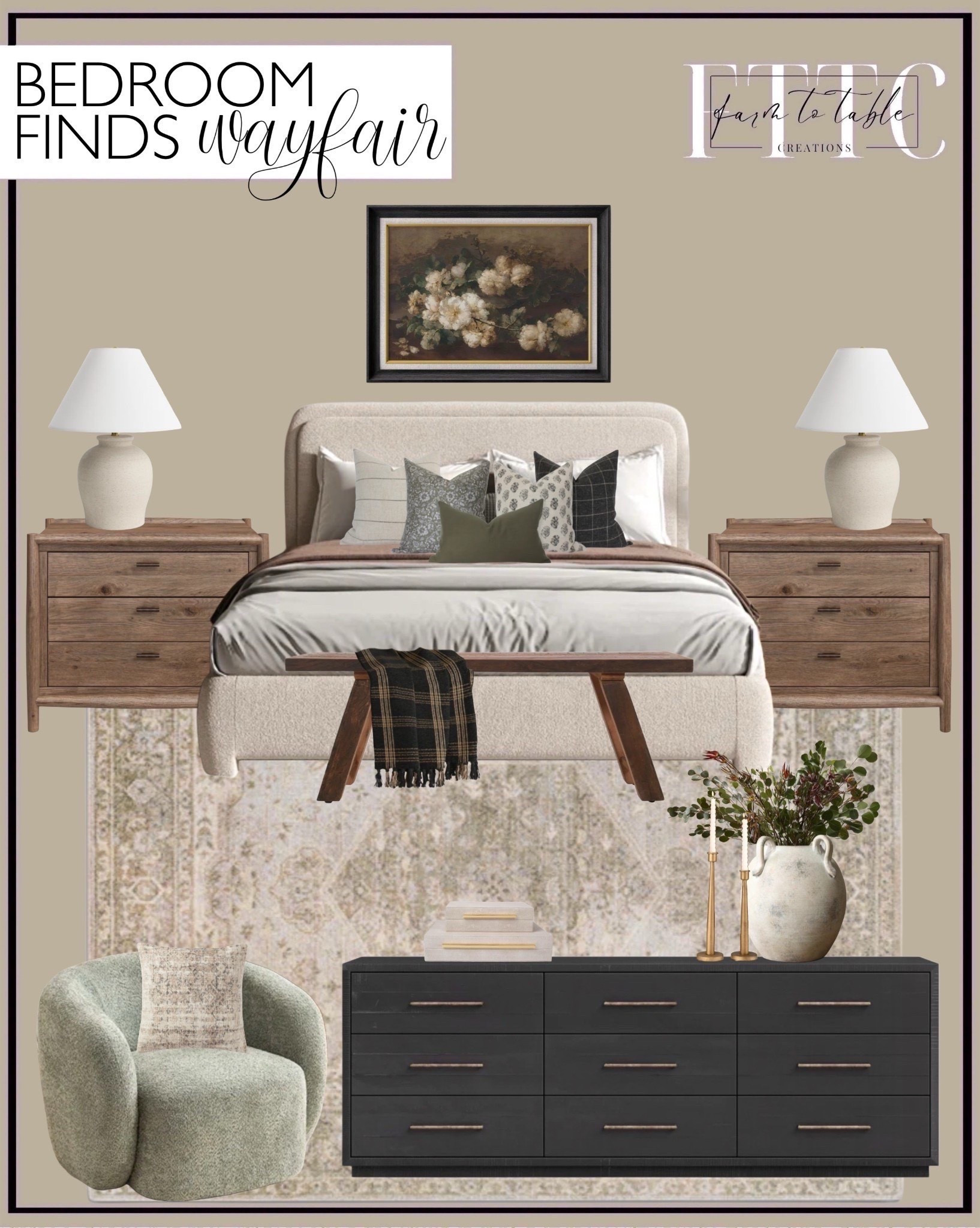 Wayfair Bedroom Finds. Follow @farmtotablecreations on Instagram for more inspiration.

Wayfair Bedroom. Upholstered Bed. Nightstands. Wall Art. Bedroom Lamps. Bedroom Rug. Bench. Dresser  



#LTKSaleAlert #LTKFindsUnder50 #LTKHome