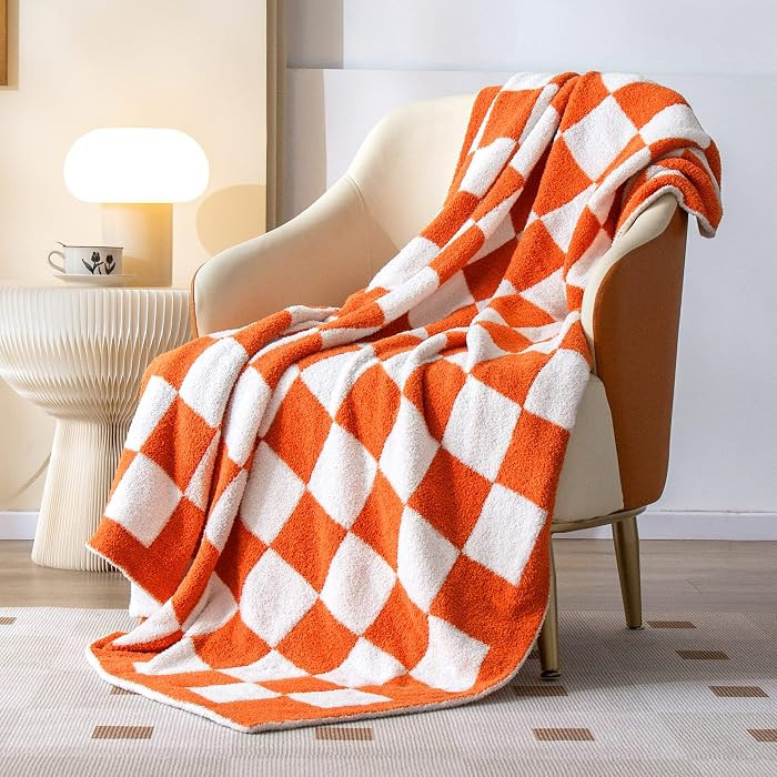 SeaRoomy CheckeredThrow Blanket, Soft Fluffy Microfiber Knit Throw Blanket for Couch Bed, Warm Co... | Amazon (US)