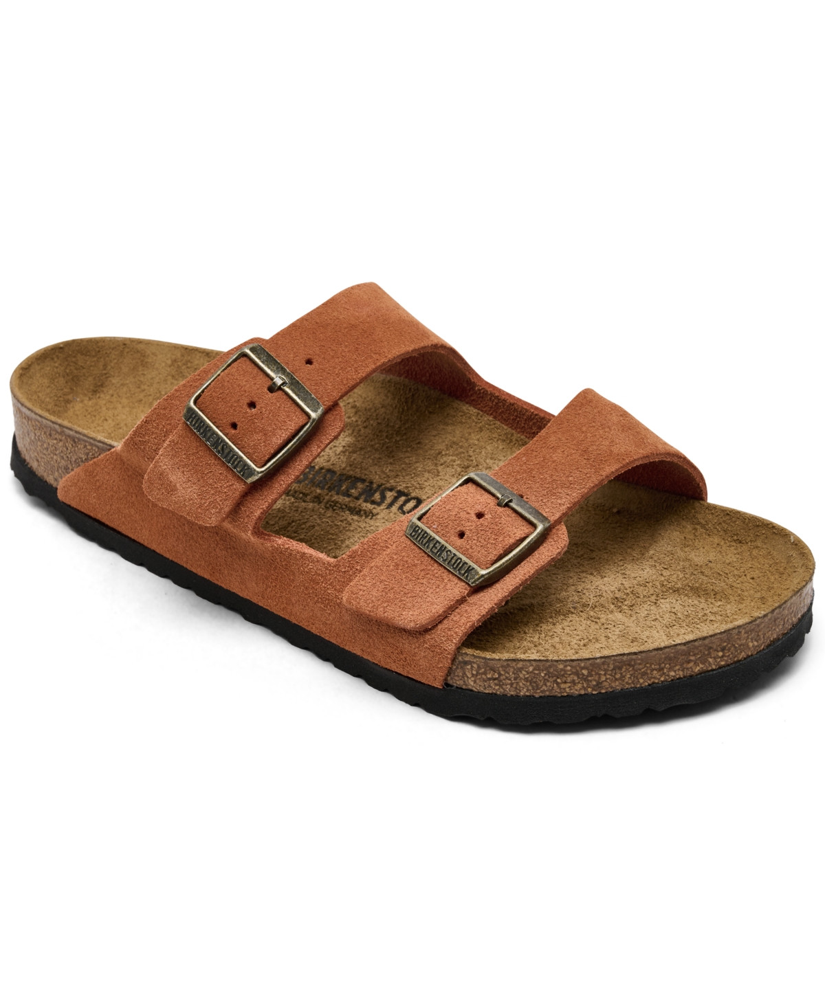Birkenstock Men's Arizona Suede Leather Sandals from Finish Line - Dark Rust | Macy's
