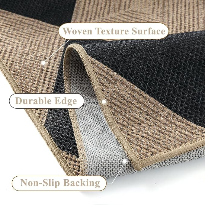 5x7 Checkered Easy Jute Area Rug for Living Room Checkerboard Washable Indoor Outdoor Carpet Farm... | Amazon (US)